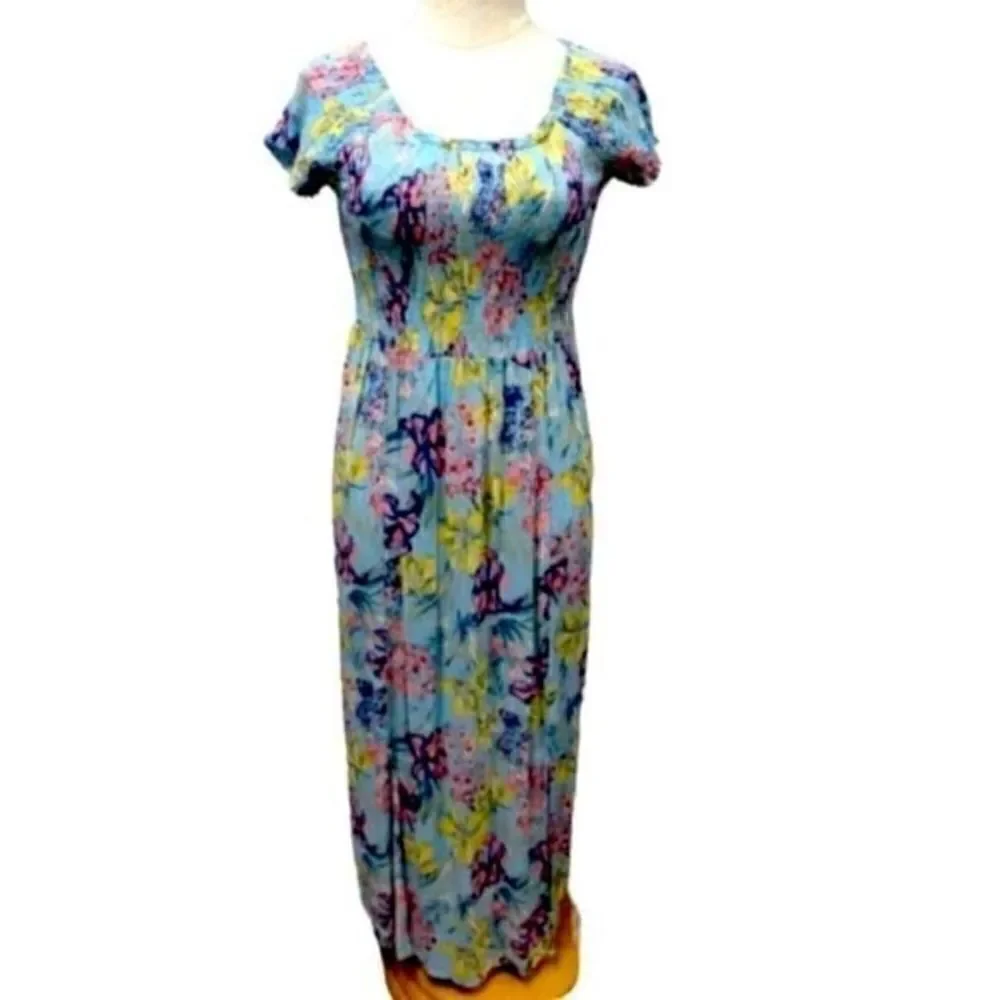 Soft Surroundings Dress Woman’s Size M Short Sleeve Maxi Dress With Swea…